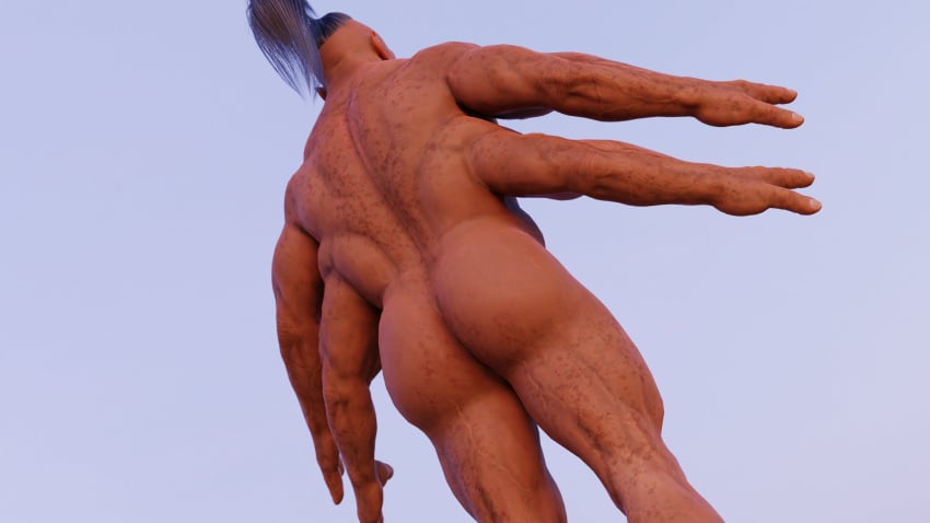 1boy 3d 3d_model 4_arms ass ass_focus big_ass big_butt black_hair butt_shot cyrustails from_behind goro long_hair male male_focus male_only monster_butt mortal_kombat mortal_kombat_1_(2023) multi_arm multi_limb naked naked_male netherrealm_studios nude nude_male shokan solo viewed_from_behind