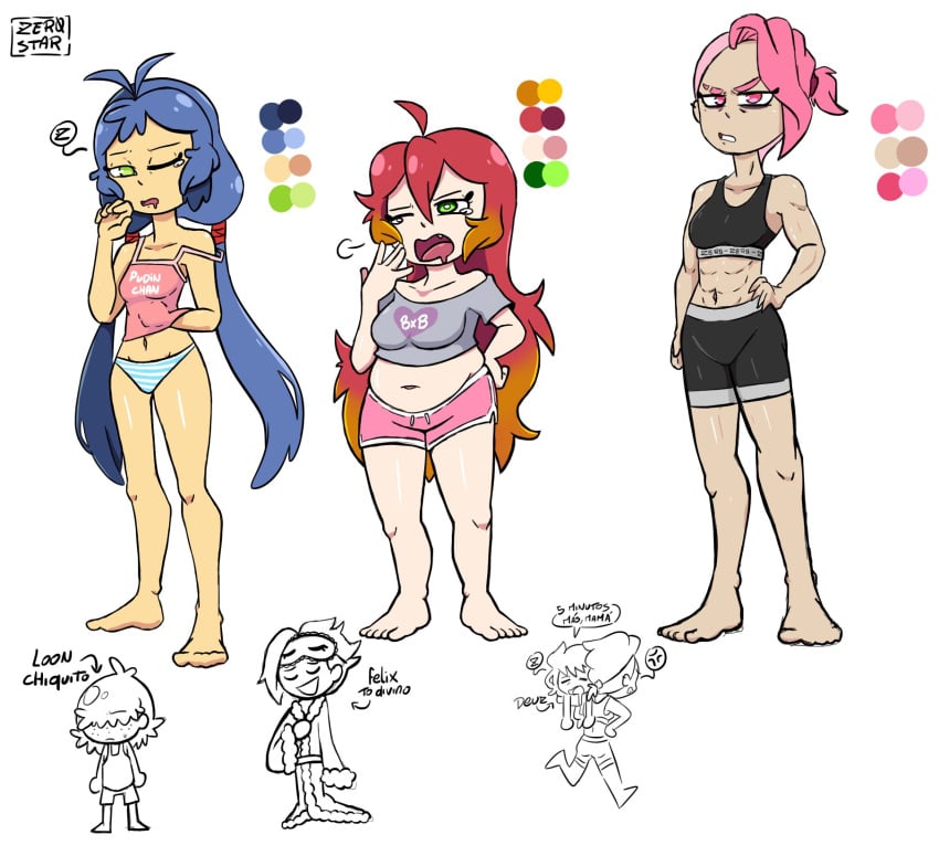 3boys 3girls abby_(fnafhs) blue_hair chubby chubby_female deuz_(fnafhs) drool drooling felix_(fnafhs) female_only fhs fhsz3r0 fnafhs fnafhs_z3ro fnafhsrule34 green_eyes gym gym_bottomwear gym_clothes gym_clothing gym_shirt gym_shorts gym_uniform long_hair loon_(fnafhs) maggie_(fnafhs) medium_breasts muscular muscular_female open_mouth orange_hair pijama pink_eyes pink_hair punk punk_girl red_hair short_hair sleepwear standing tagme two_tone_hair usagi_(fnafhs) usagi_bon z3star