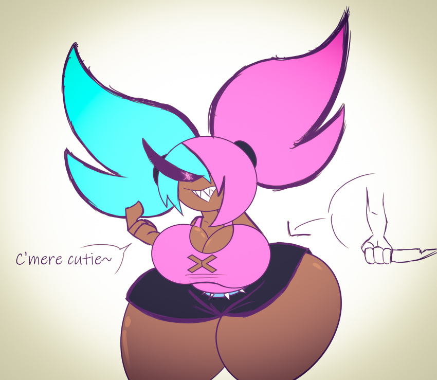 ass_bigger_than_head ass_focus big_ass big_breasts boob_window cereza_(gameboi) clothed female female_only gameboi_(artist) huge_ass knife shortstack sideass underass