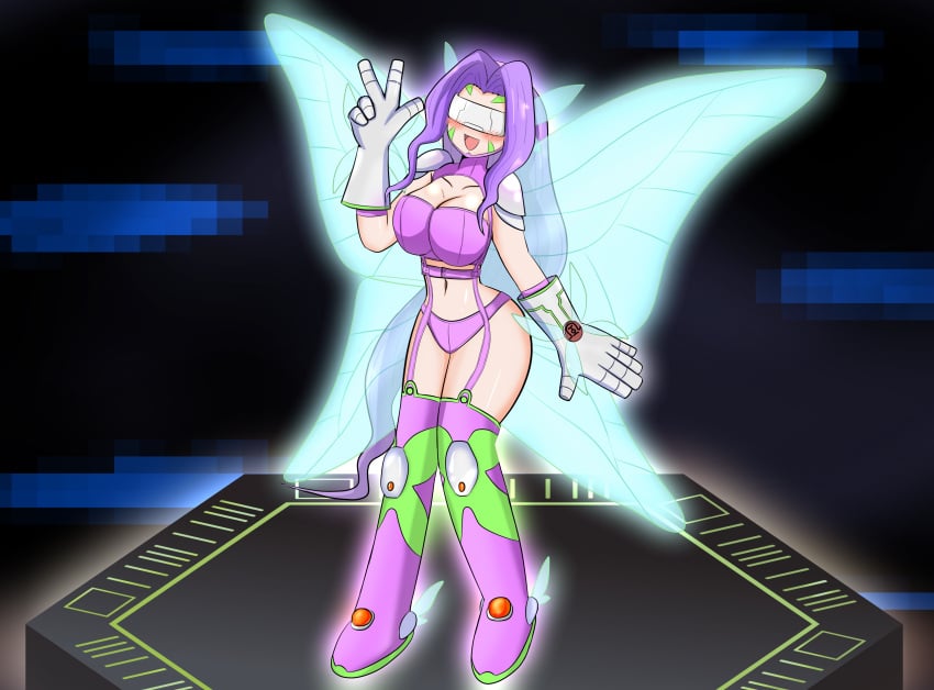 4_wings butterfly_wings digimon digimon_frontier fairimon fairy fairy_wings fairymon izumi_orimoto kazemon large_breasts smiling wings yaoya zoe_orimoto