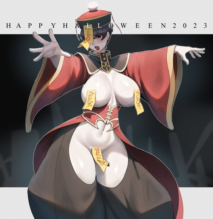 1girls 2023 anhuzart big_breasts breasts busty character_request copyright_request curvaceous curvy curvy_body curvy_female curvy_figure ethan69_(artist) female female_only huge_breasts jiangshi large_breasts ofuda ofuda_on_nipples ofuda_on_pussy voluptuous