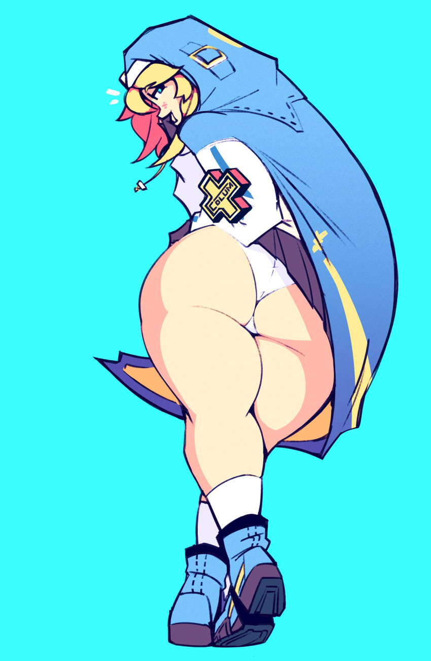 1boy 1femboy androgyne_symbol androgynous ass ass_out bedroom_eyes big_ass bridget cdlum clothing crossdressing from_behind guilty_gear guilty_gear_strive huge_ass human light-skinned_male male male_only otoko_no_ko panties presenting_hindquarters skirt solo trap