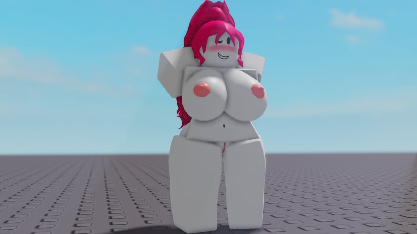 1girls 3d 3d_(artwork) alternate_version_at_source areolae barefoot big_breasts breasts completely_nude completely_nude_female female female_only full_body guest_(roblox) guest_224 looking_at_viewer naked naked_female nipples nude nude_female one_eye_closed pink_hair pussy roblox robloxian smile solo solo_female standing the_rr34 wink