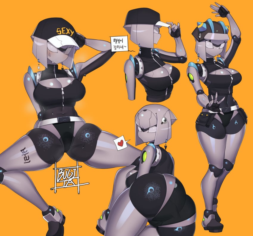 1girls android ass blush breasts bugita cap female no_mouth panties posing robot robot_girl robot_humanoid spread_legs thighs