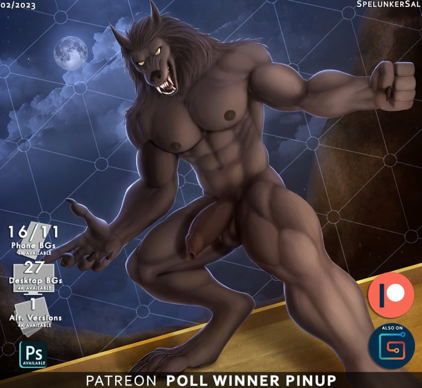 abs anthro balls biceps canid canine claws foreskin fur genitals male male_only mammal muscular muscular_anthro muscular_male pecs penis sharp_claws sharp_teeth solo spelunker_sal teeth van_helsing_(2004) vein veiny_penis were werecanid werecanine werewolf