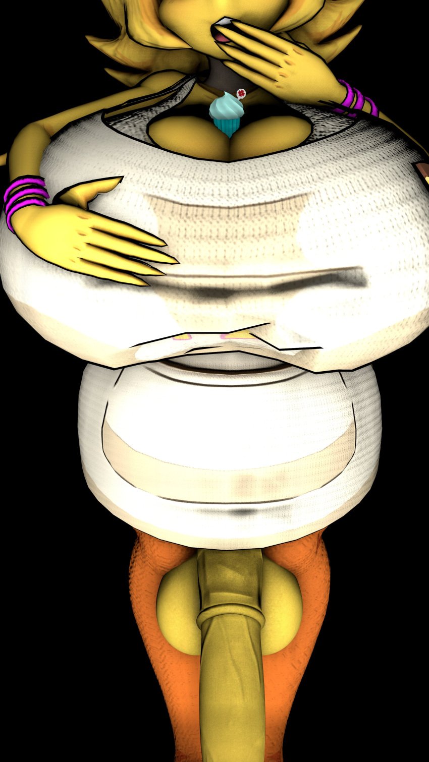 3d 3d_(artwork) big_ass big_balls big_breasts big_penis boob_window breasts_bigger_than_head chica_(cally3d) chica_(fnaf) chiku clothed five_nights_at_freddy's fredina's_nightclub futa_only futanari horsecock huge_balls huge_breasts huge_cock hyper_penis nilfkana no_bra penis robot robot_girl