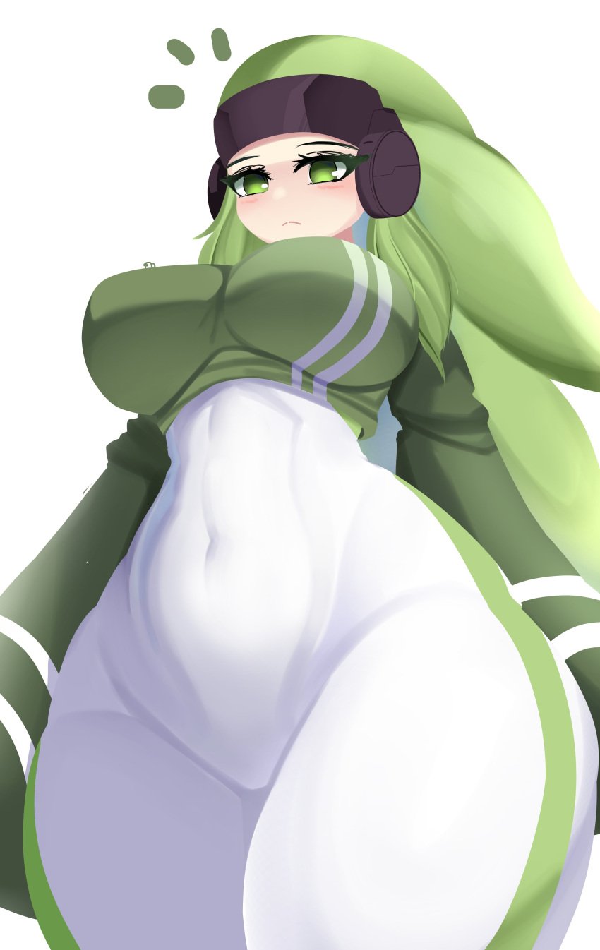 1girls alaki_zezo among_us among_us_reference big_breasts blush bottom_heavy child_bearing_hips green_eyes green_hair gwain_saga headgear hourglass_figure long_hair looking_at_viewer looking_down marlow marlow_(gwain_saga) pear-shaped_figure pear_shaped skin_tight sportswear thick_thighs thunder_thighs tight_clothing voluptuous wide_hips