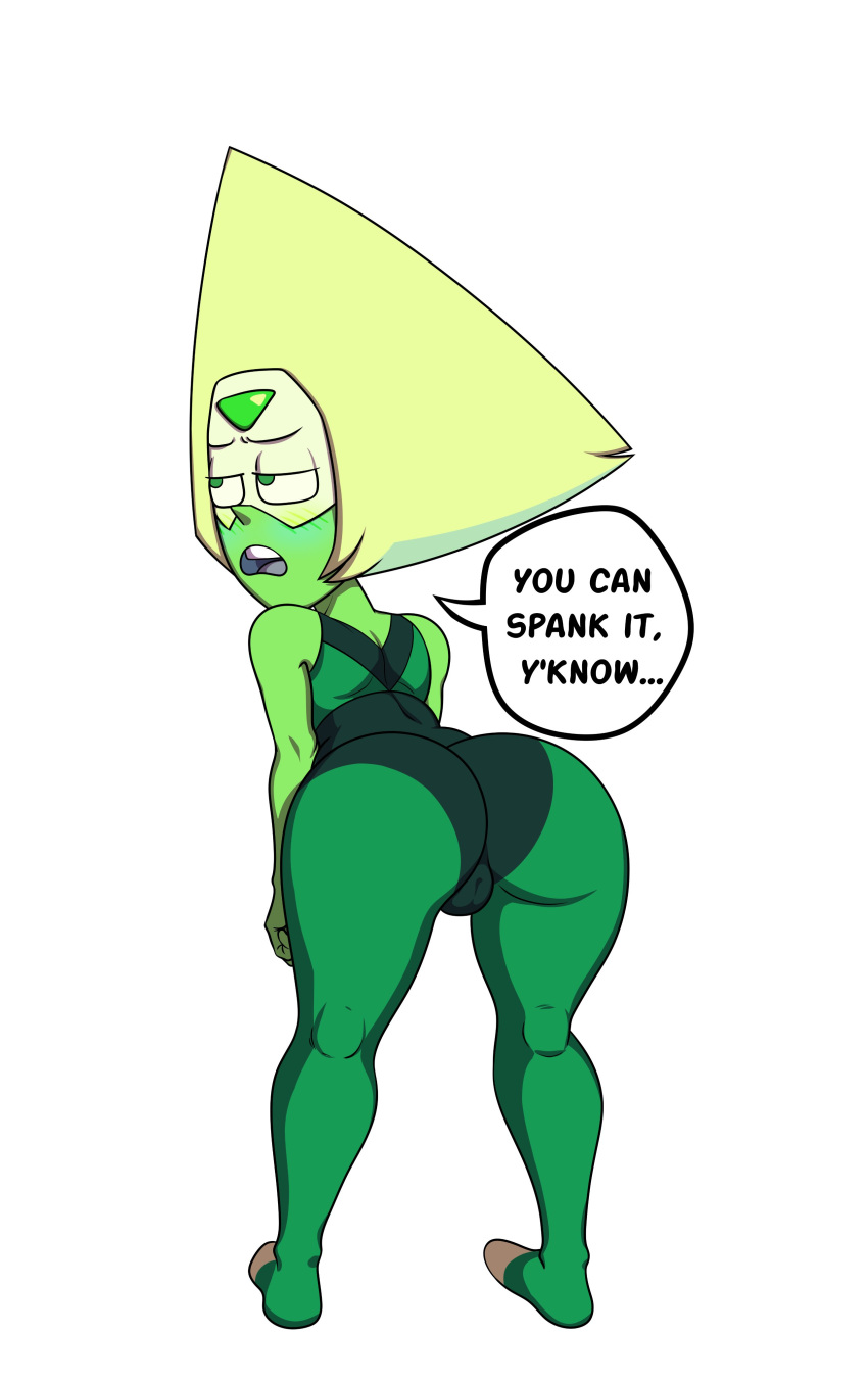 asking_for_it bending_over big_ass big_butt cartoon_network clothed dezetaka dialogue dzk gem_(species) peridot_(steven_universe) steven_universe text