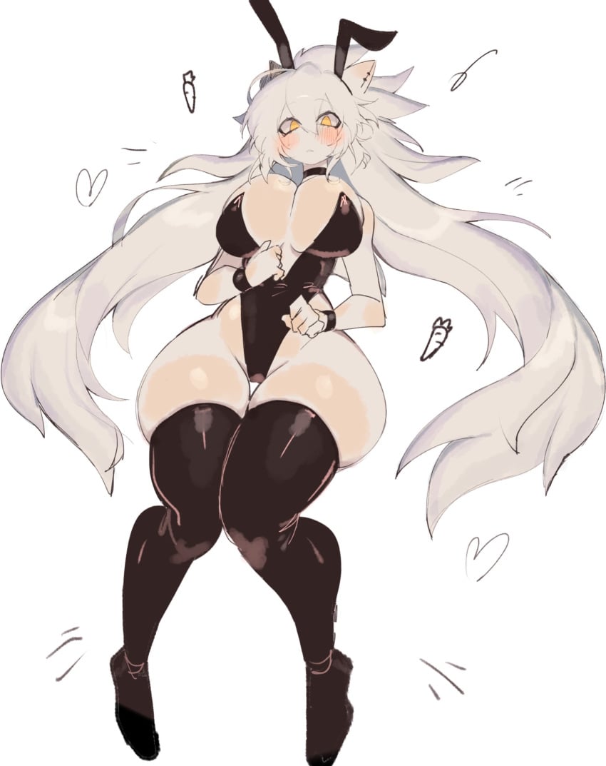 animal_ears big_breasts blush breasts bunnysuit genderswap_(mtf) human humanized rule_63 sega silver_the_hedgehog silvia_the_hedgehog sonic_(series) sonic_the_hedgehog_(series) thick_thighs thighhighs thighs usa37107692 white_hair yellow_eyes