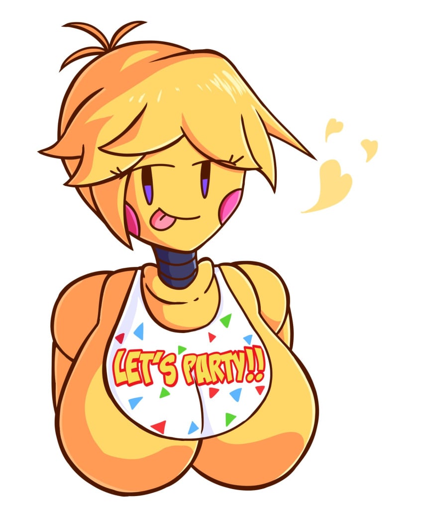 bib chica_(fnaf) chica_(fnia) cute five_nights_at_freddy's five_nights_in_anime large_breasts parody solo yellow_hair