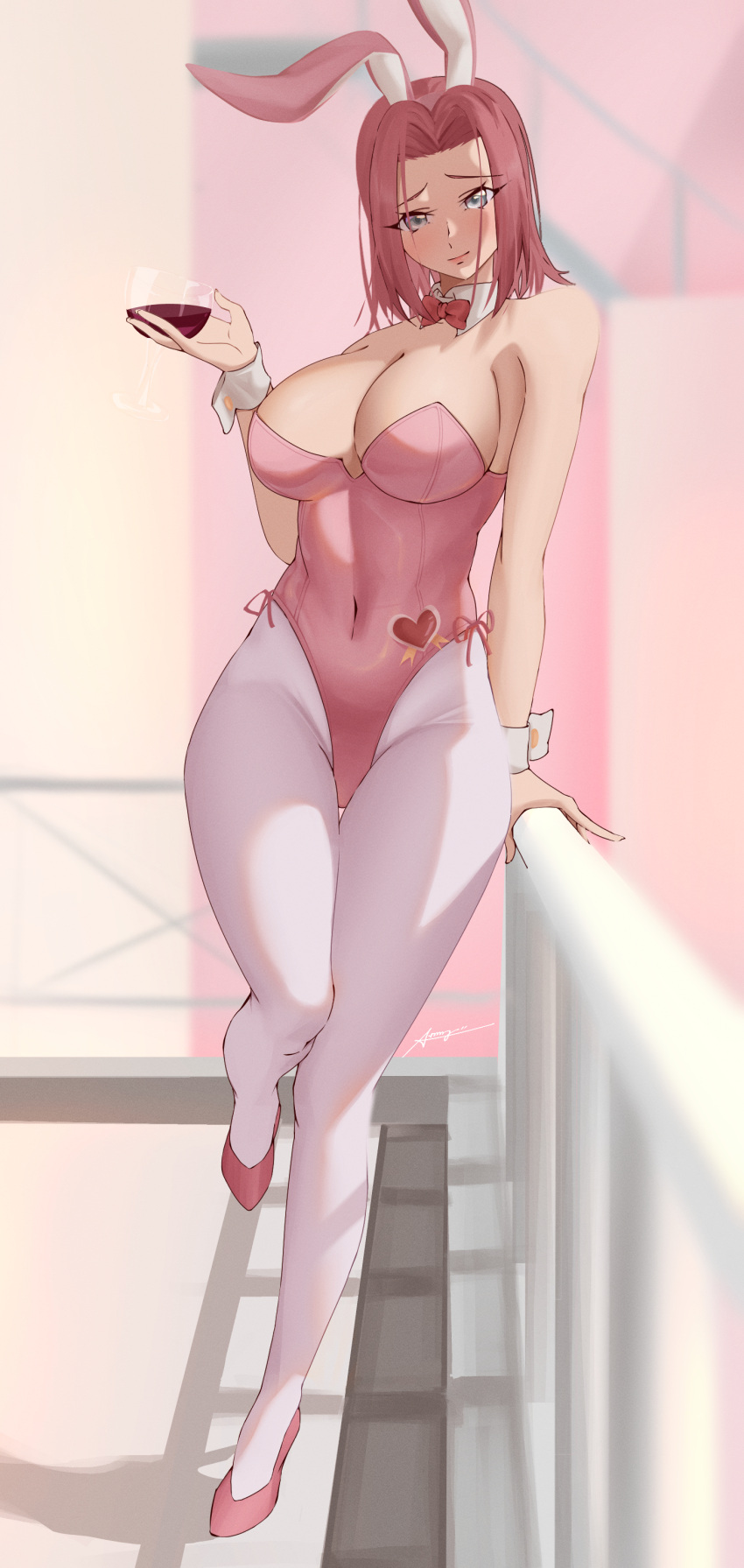 1girls ang_styles artist_request big_breasts bunnysuit cleavage code_geass female fit_female high_heels kallen_stadtfeld large_breasts light-skinned_female medium_hair red_hair slim_waist solo thick_thighs thighs wide_hips