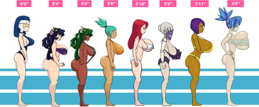 ass big_ass big_breasts big_butt big_thighs bikini black_dahlia black_hair blue_hair breast_chart breast_size_difference breasts breasts_bigger_than_head bust_chart busty cerebella chart clothed dark-skinned_female dark_hair dark_skin double_(skullgirls) eliza_(skullgirls) filia_(skullgirls) fukua_(skullgirls) gray_hair green_hair huge_ass huge_breasts huge_butt huge_thighs makeup mature_female pale-skinned_female pale_skin parasoul red_hair rougethedaisy samson_(skullgirls) shamone_(skullgirls) side_boob side_view sideboob skullgirls sling_bikini swimsuit valentine_(skullgirls) veil white_hair