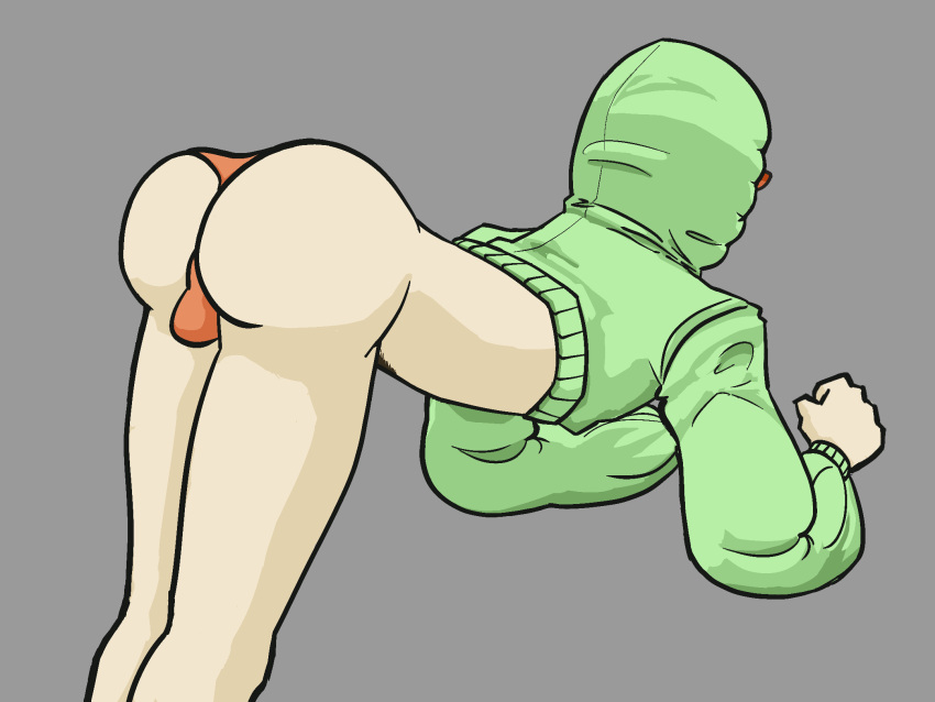 ass ass_focus back_view balls bottomwear butt color colored crop_top gay green_hoodie grey_background hi_res hoodie hoodie_lift kwite mask nice_ass no_face red_underwear solo solo_focus sunglasses topwear topwear_lift two_one_ken underwear youtube youtuber