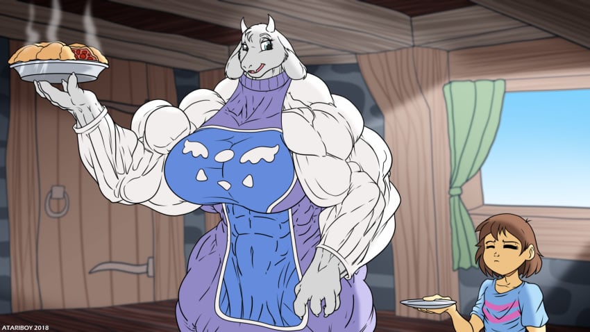 1boy 1girls 2d abs atariboy biceps big_breasts big_muscles breasts clothed clothing color female frisk furry goat horns huge_breasts hyper hyper_muscles large_breasts large_muscles larger_female male muscle_fetish muscles muscular muscular_arms muscular_female muscular_legs muscular_thighs pecs size_difference skin_tight smaller_male toriel undertale undertale_(series)