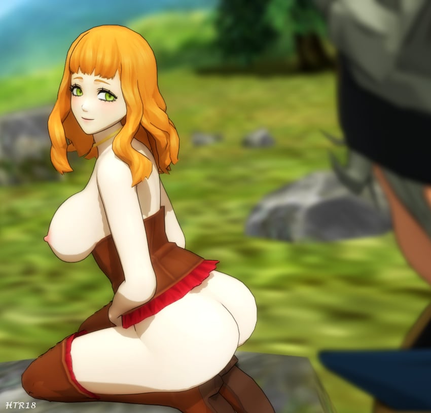 1boy 1girls 3d ass ass_focus asta_(black_clover) big_breasts black_clover breasts female htr18 male mimosa_vermillion