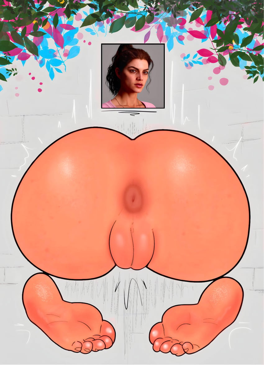 5_toes anus ass asshole barefoot big_ass big_butt bubble_ass bubble_butt captured digital_media_(artwork) feet forced forced_exposure grand_theft_auto grand_theft_auto_vi hispanic humiliation latina lucia_(gta) plump plump_labia puerto_rican pussy shellzzz soles solo stuck stuck_in_wall toes