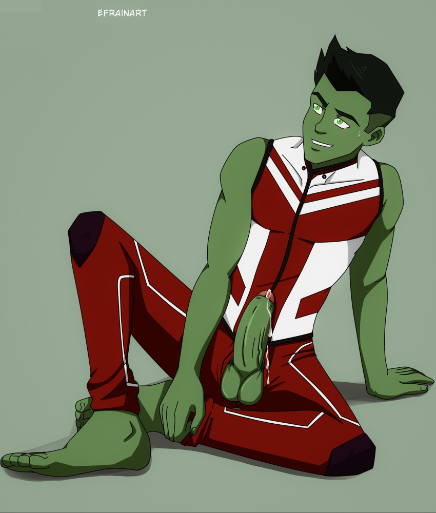 beast_boy beast_boy_(young_justice) boner cum cum_drip cum_dripping_from_penis dc dc_comics ef_drawings efrain_art erection gay green_eyes green_hair green_skin male_only nsfw solo solo_male yaoi young_justice young_justice:_outsiders young_justice:_phantoms