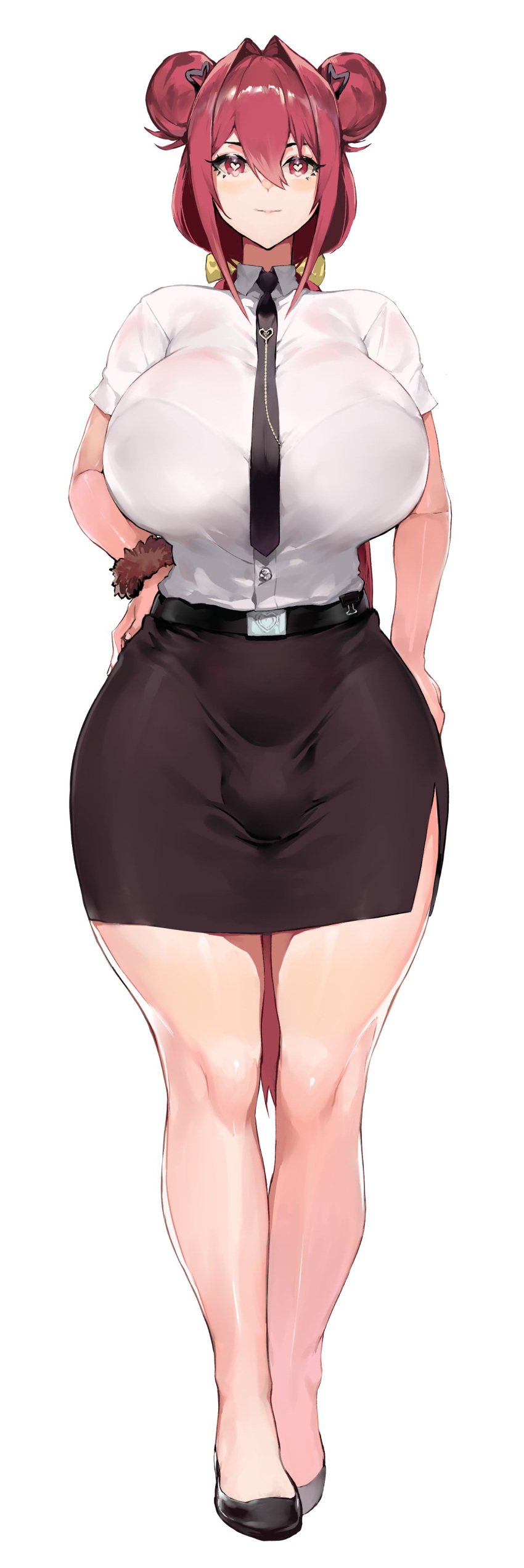 1futa 2023 alternate_version_at_source alternate_version_available big_breasts breasts clothed clothed_female clothed_futanari clothing enpix flaccid full_body fully_clothed futa_only futanari hair_buns heart-shaped_pupils huge_breasts huge_cock human large_breasts large_penis light-skinned_futanari light_skin long_hair necktie office_clothing pencil_skirt penis penis_bulge red_hair short_hair short_skirt solo standing thick_thighs white_background