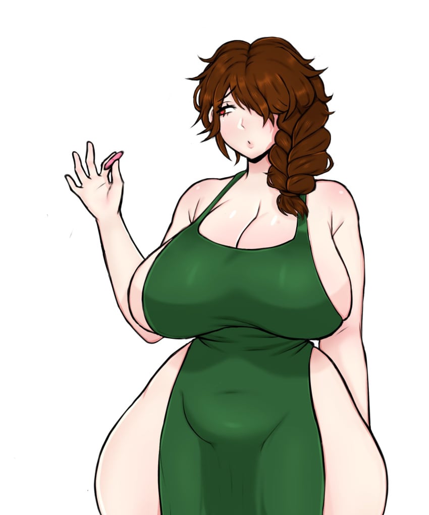 apron big_ass big_penis binca brown_hair marnie_(stardew_valley) milf naked_apron self_upload taller_girl wide_hips