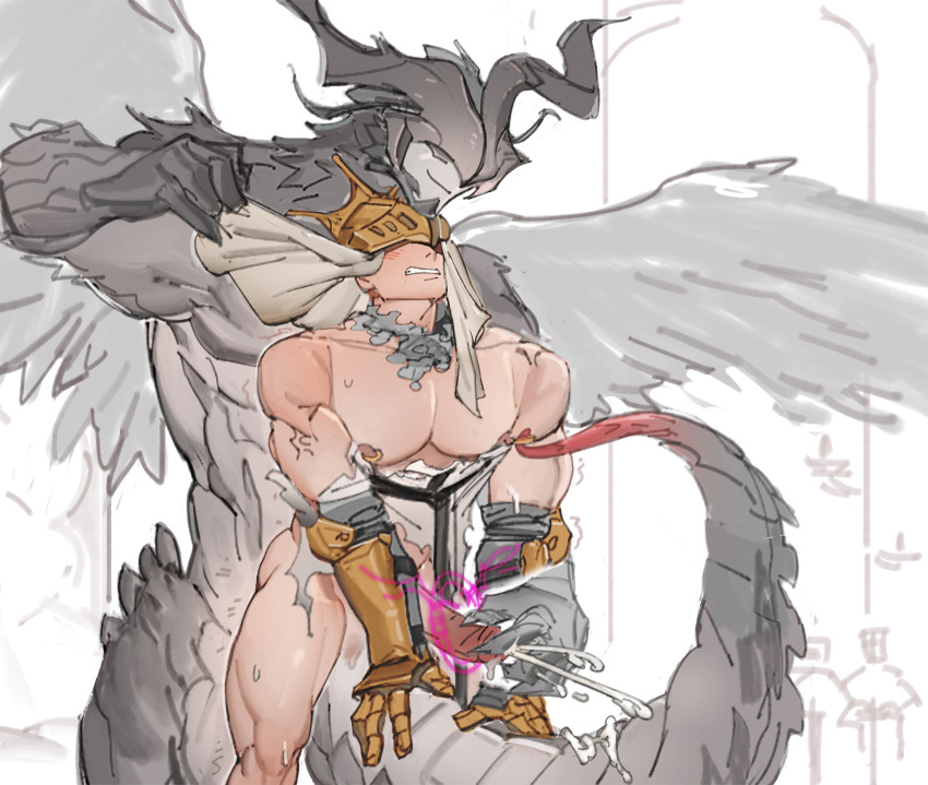 2boys anal aura bara barbell_piercing bare_pectorals character_request check_copyright clothed_male_nude_male copyright_request cum dragon_boy ejaculation erection furry furry_with_non-furry gay handjob hat_over_eyes highres horns interspecies large_pectorals lifted_by_another luboyaqqz male_focus multiple_boys muscular muscular_male nipples nude pectorals penis piercing projectile_cum ring_pull sex shirt size_difference sketch_background smile spread_wings thick_tail thighs torn_clothes torn_shirt urethral_fingering v_arms veil_lift yaoi