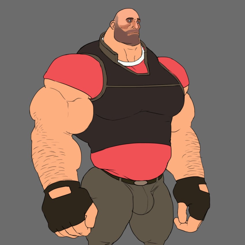 balls bara big_hands big_muscles big_penis bulge flaccid fully_clothed heavy_weapons_guy huge_hands human male male_only muscles muscular muscular_male penis remert solo solo_male team_fortress_2