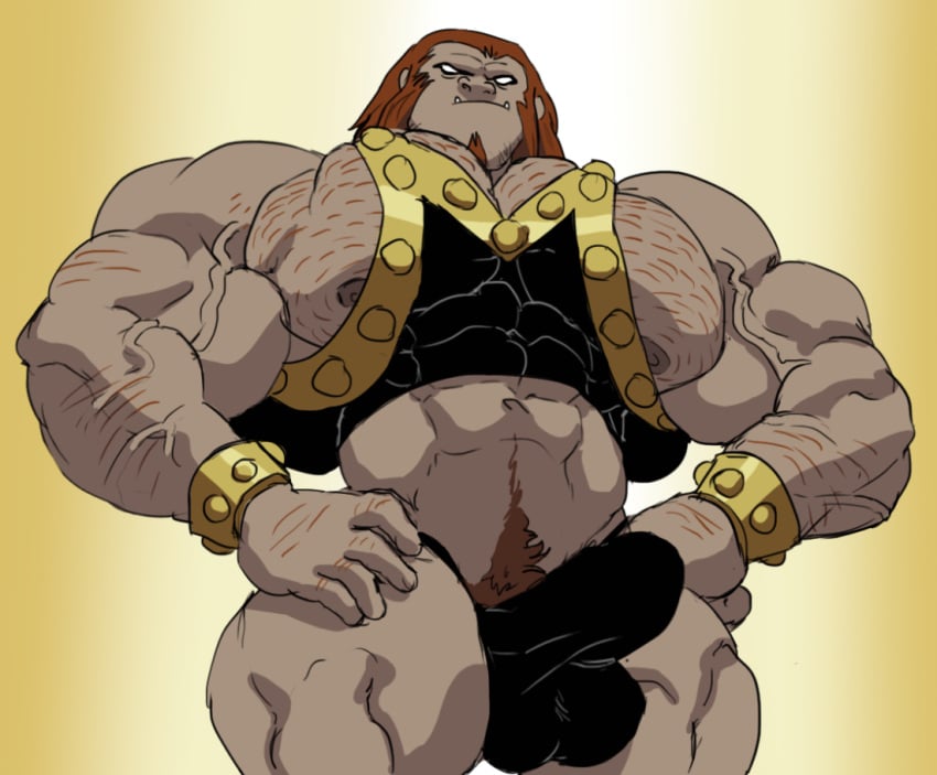 balls bara big_muscles big_penis body_hair boner bulge dc dc_comics erection erection_under_clothes facial_hair human male male_only mammoth_(dc) muscles muscular penis remert solo solo_male