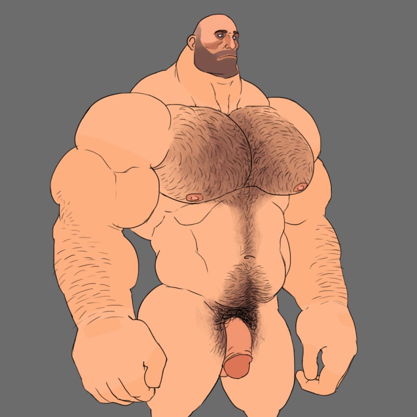 balls bara big_hands big_muscles big_penis body_hair chest_hair flaccid hair hairy heavy_weapons_guy huge_hands human male male_only muscles muscular muscular_male nude penis remert solo solo_male team_fortress_2