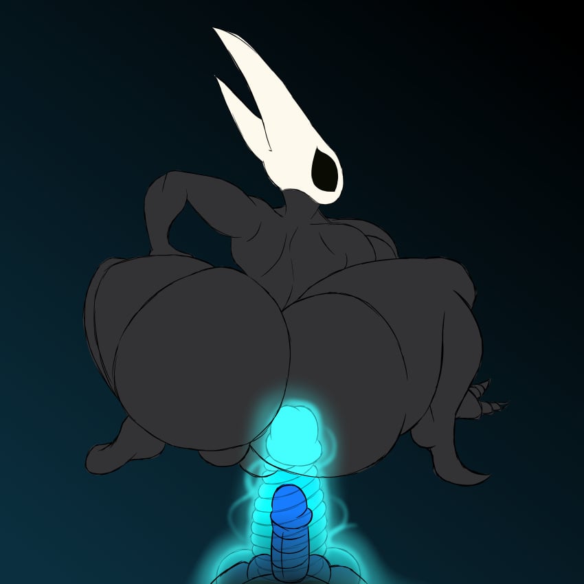 1girls anthro anthro_on_anthro ass back_view beetle beetle_horns big_ass black_body dark-skinned_female dark_skin dildo erect_penis erection female glowing_penis hollow_knight hornet_(hollow_knight) insect_girl insect_humanoid interspecies large_ass larger_female looking_back magic_penis male muscular_back penis penis_expansion popstepx protagonist_(hollow_knight) skull_head spiral_penis tagme teal_background thick_thighs thighs unusual_penis video_game_character video_games voluptuous