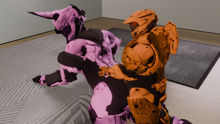 bent_over chubby chubby_female chubby_male dexter_grif doggy_style doggy_style_position female_spartan_(halo) halo_(game) halo_(series) male_spartan_(halo) oc orange original_character pink plus_size red_vs_blue spartan_(halo)