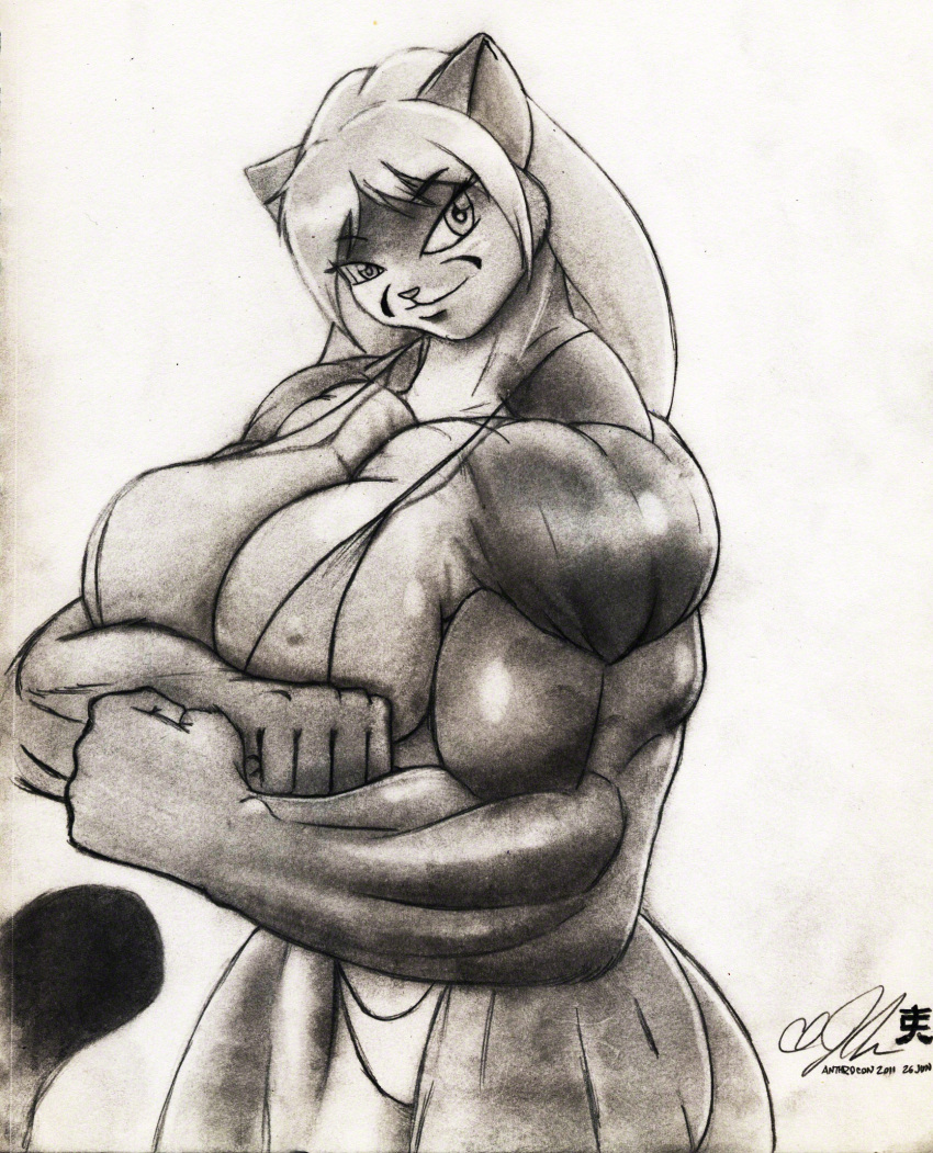 biceps big_breasts big_muscles bikini breasts cougar cylnx feline female hair huge_breasts large_breasts large_muscles long_hair mountain_lion muscles muscular muscular_arms muscular_female muscular_legs muscular_thighs panther pantherine pecs smile smiling tail