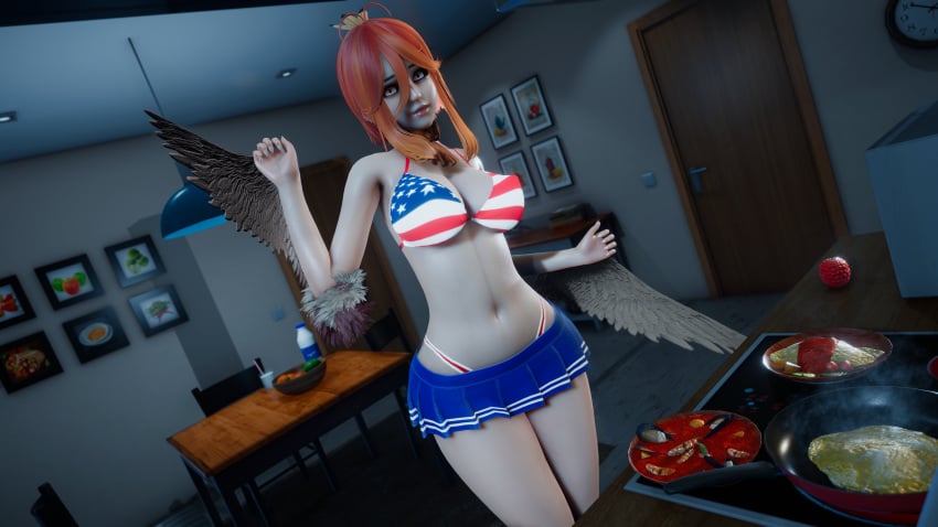 bra clothing eroscapegoat food gabriella_(eroscapegoat) skirt tagme thanksgiving turkey_girl wings