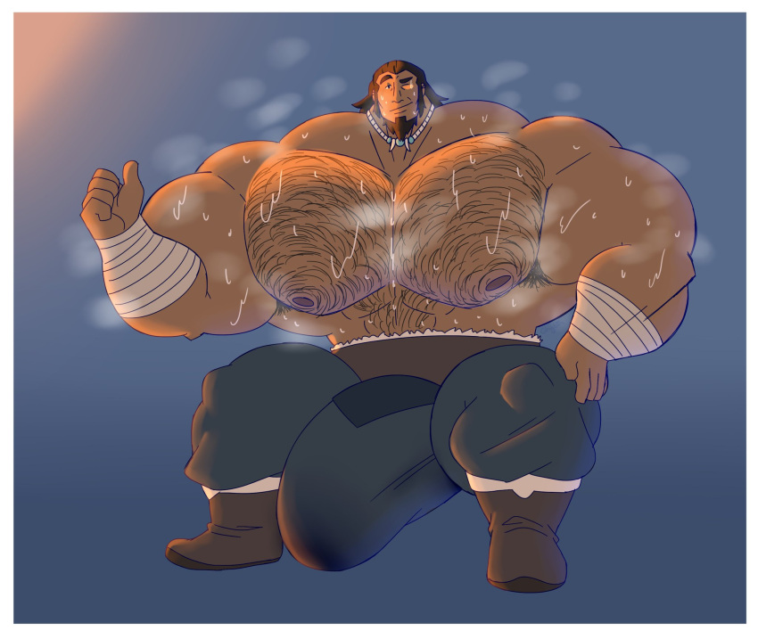 1boy avatar_legends balls bara beard big_bulge big_muscles bulge facial_hair ghgbn male male_only muscles muscular musk one_eye_closed penis shirtless solo solo_male sweat sweating the_legend_of_korra tonraq water_tribe