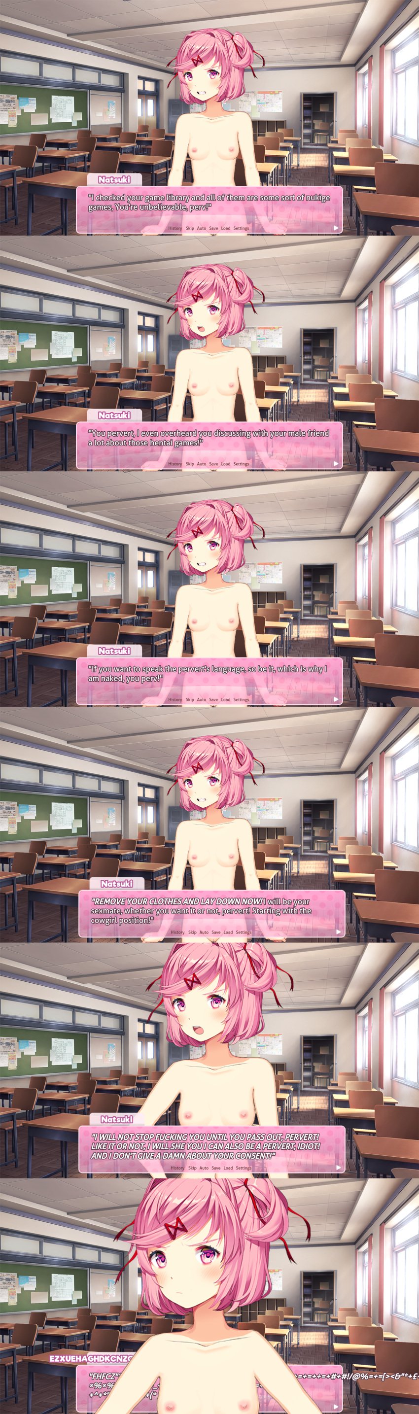 1girls accurate_art_style angry bare_shoulders breaking_the_fourth_wall breasts clenched_teeth collarbone ddlc_background ddlc_text_box doki_doki_literature_club english_text furious gobbledygook imminent_rape mastersalive_(artist) mouth_open natsuki_(doki_doki_literature_club) nipples no_consent_needed non-con non-consensual noncon nonconsensual nudist open_mouth pink_eyes pink_hair pov rape small_breasts spelling_error sprite text tsundere unseen_male_face you