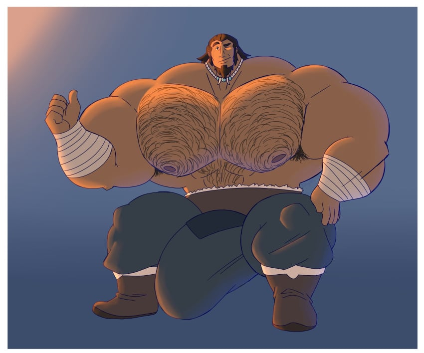 1boy avatar_legends balls bara beard big_bulge big_muscles bulge facial_hair ghgbn male male_only muscles muscular one_eye_closed penis shirtless solo solo_male the_legend_of_korra tonraq water_tribe