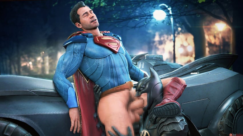 2boys 3d batman batman_(series) batmobile big_penis censored censored_penis dc dc_comics domredsins fellatio gay gay_blowjob gay_domination gay_sex male male/male male_focus male_only male_pov oral oral_penetration oral_sex superman superman_(series)