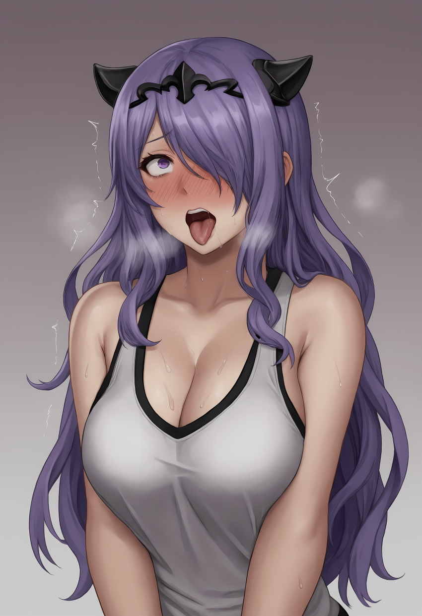 1girls ahe_gao ai_generated camilla_(fire_emblem) female female_only fire_emblem fire_emblem_fates gym_shirt nintendo solo