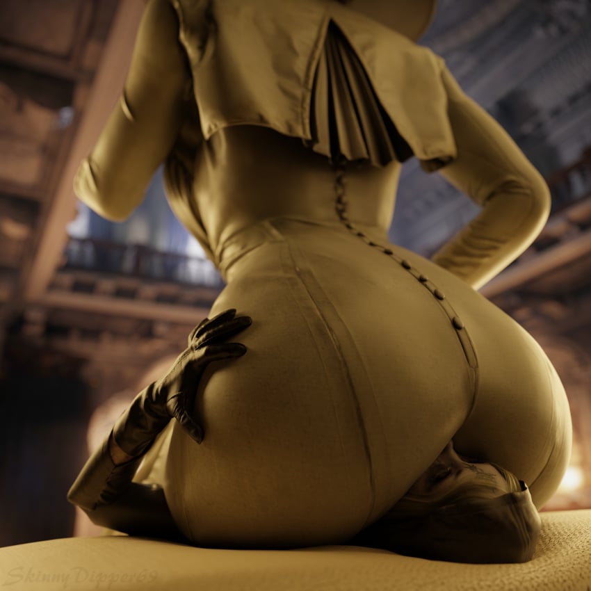 3d 3d_(artwork) 3d_model alcina_dimitrescu bela_(resident_evil) big_booty big_butt curvy_female dress hat heavenly_ass hi_res high_resolution huge_ass huge_breasts huge_thighs massive_ass milf mommy_dom perfect_body resident_evil resident_evil_8:_village sitting_on_face skinnydipper69 taller_female white_skin