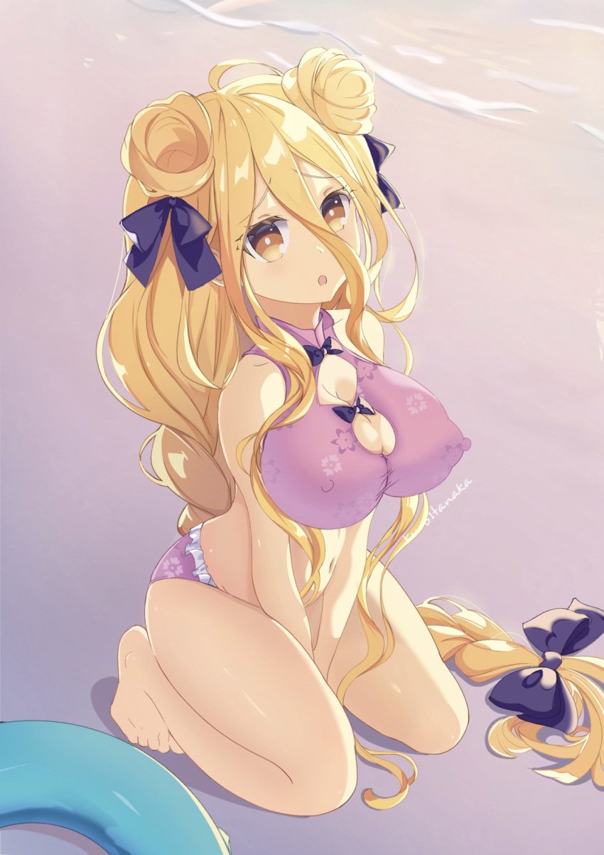 bikini blonde_hair breasts date_a_live female female_only hoshimiya_mukuro light-skinned_female long_hair nipple_bulge nipples nipples_visible_through_clothing thighs tsubasaki yellow_eyes