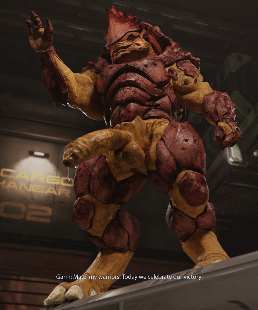 3d_(artwork) 4_balls absurd_res alien balls big_penis bioware bodily_fluids dialogue digital_media_(artwork) dripping electronic_arts english_text fist foreskin garm_(mass_effect) genital_fluids genitals half-erect hi_res humanoid_genitalia humanoid_penis inside krogan male male_only mass_effect multi_balls multi_genitalia muscular muscular_male nude offscreen_character penis precum precum_drip rooking solo standing text unretracted_foreskin