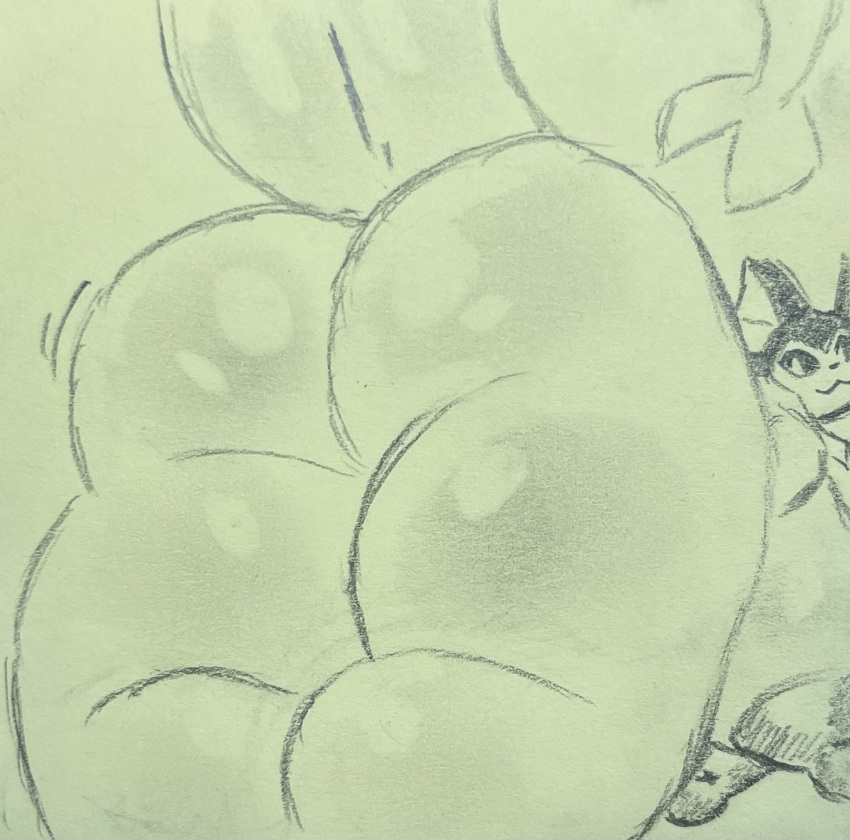 ass_focus big_breasts black_and_white dumptruck_ass eeveelution female female_only fur furry huge_ass huge_breasts lime09 massive_ass pencil_(artwork) pokemon sketch thick_thighs vaporeon