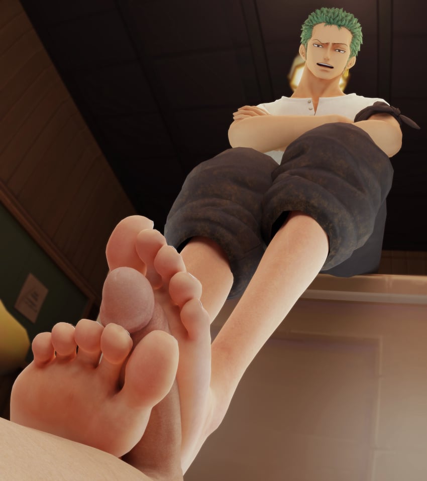 2boys 3d barefoot feet foot_fetish footjob male_feet male_foot_fetish male_only mrgtsfloop one_piece roronoa_zoro soles