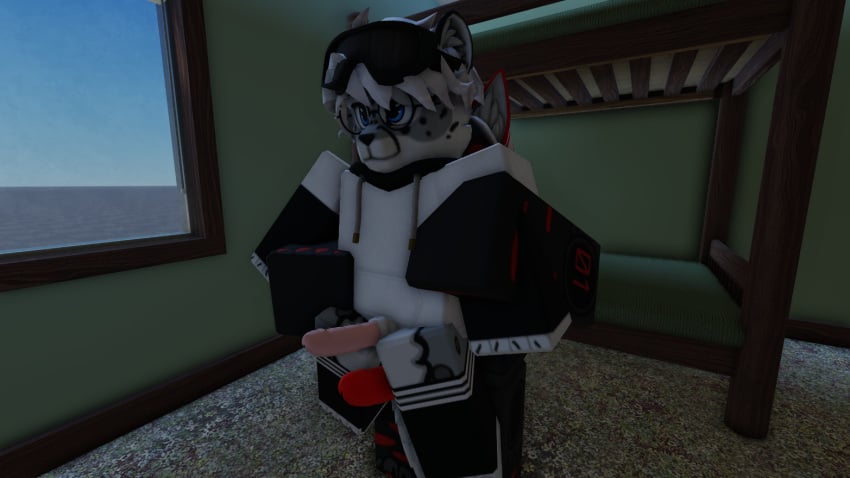 3d anthro artist_request baseplate canine carrying carrying_partner feline furry gay knot male/male protogen roblox robloxian size_difference snow_leopard source_request tagme tigstren