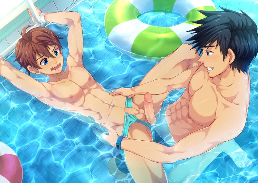 armpit armpits arms_over_head arms_up blue_eyes brown_hair camp_buddy gay gay_domination gay_sex huge_cock mikkoukun natsumi_hamasaki nsfw pool public public_nudity public_pool public_sex seto shintaro_'seto'_aihara soaked sweat sweaty sweaty_armpits sweaty_body wet wet_hair yaoi