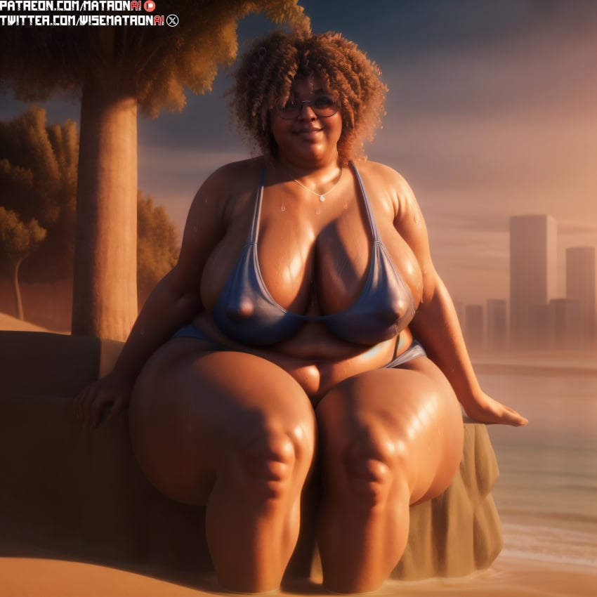 1girls 4k ai_generated bbw belly belly_button big_belly big_breasts breasts chubby chubby_female dark-skinned_female dark_skin fat female female_only glasses grand_theft_auto grand_theft_auto_vi highres large_breasts massive_breasts massive_thighs matronai_(artist) mature mature_female mature_woman middle_aged navel nipple_bulge nipples obese obese_female overweight overweight_female patreon patreon_username pinup rockstar_games solo solo_female solo_focus ssbbw stable_diffusion stefanie_(gtavi) sweat sweating swimsuit thick_thighs thighs twitter_username