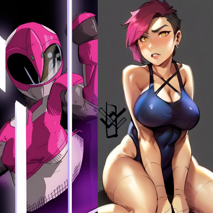 ai_generated fanart hasbro kamenrai_(artist) kimberly_hart lingerie mighty_morphin_power_rangers pink_ranger porn pose power_ranger power_rangers power_rangers_unworthy sentai tsundere washi_(artist) yuri