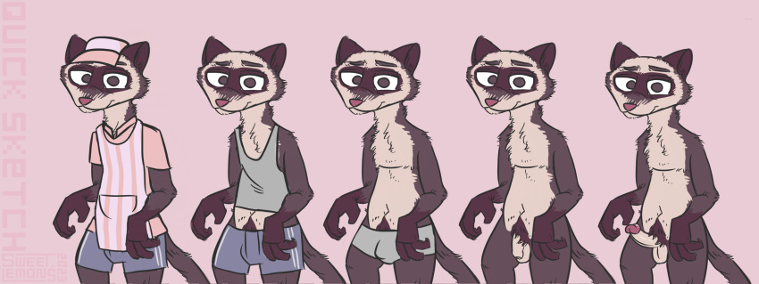 2023 absurd_res anthro apron balls black-footed_ferret bottomless bottomwear boxers_(clothing) boxers_only brown_body brown_fur bulge cheek_tuft chest_tuft claws clothed clothing dark_body dark_fur digital_drawing_(artwork) digital_media_(artwork) digital_painting_(artwork) disney erection eyebrows facial_tuft fingers flaccid fluffy fur fur_markings genitals hat headgear headwear hi_res humanoid_genitalia humanoid_penis inner_ear_fluff light_body light_fur looking_at_viewer male male_only mammal markings mostly_nude multicolored_body multicolored_fur mustelid musteline nude partially_clothed paws penis pink_background pink_nose prick_ears pubes shorts signature simple_background simple_coloring simple_eyes smile snout solo standing sweet.lemons tan_body tan_fur thick_eyebrows topless topwear travis_(zootopia) true_musteline tuft two_tone_body two_tone_fur underwear underwear_only weasel zootopia