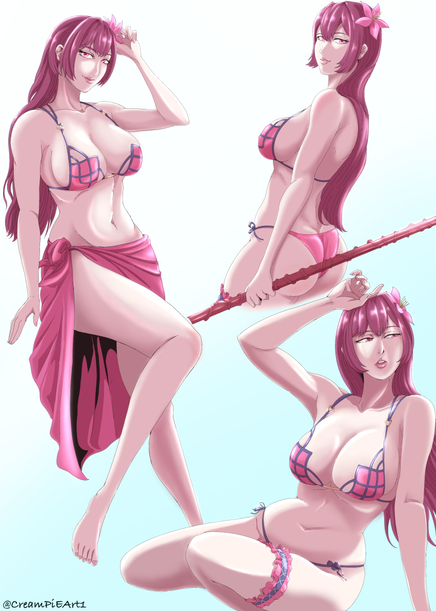 1girls big_breasts big_butt bikini creampieart1 fanart fate/grand_order fate_(series) scathach_(fate) scathach_(swimsuit_assassin) solo solo_female summer swimsuit