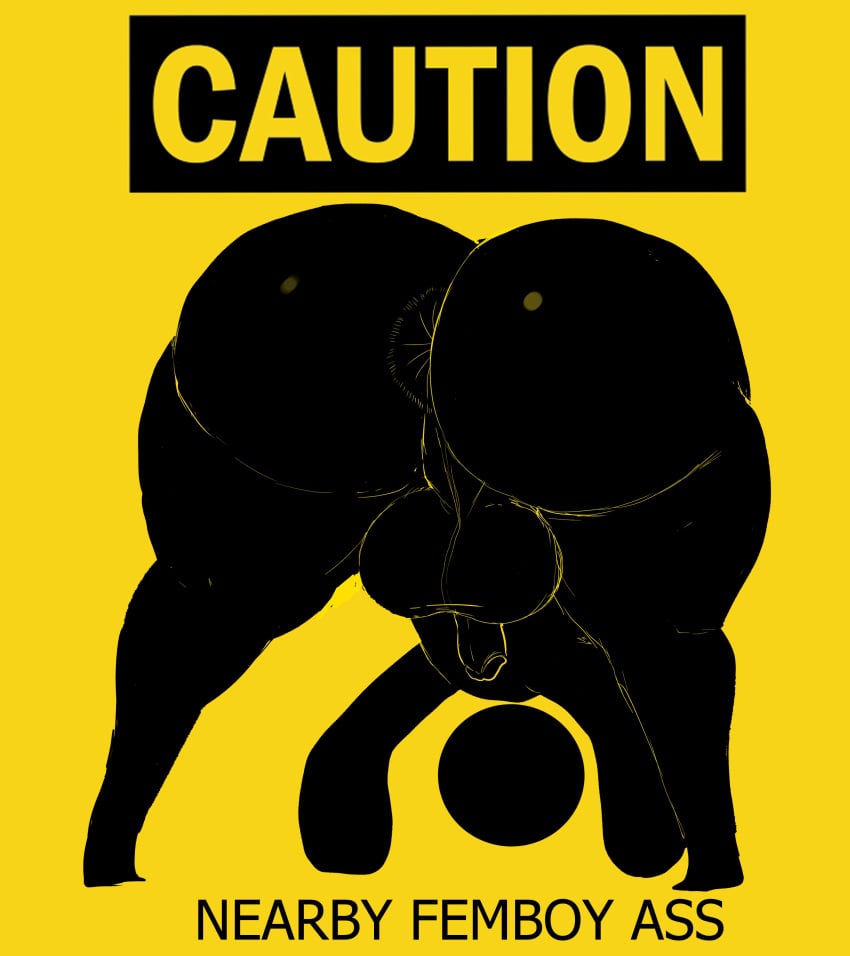 1boy anus ass backsack balls big_ass big_balls_small_penis big_butt bottom_heavy butt caution_sign fat_ass fat_butt femboy huge_ass huge_butt male male_only penis pictogram small_penis solo text thick_ass thick_butt warning_sign warning_sign_person zivartx