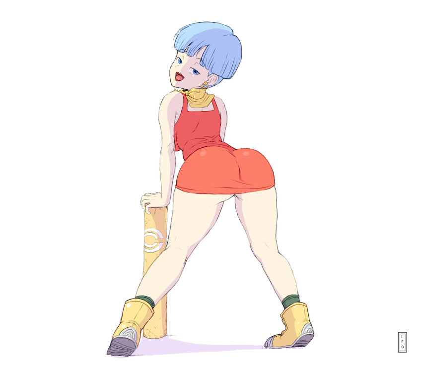 ass bulma_briefs dragon_ball dragon_ball_z fanart girl leo... red_dress solo solo_female tagme