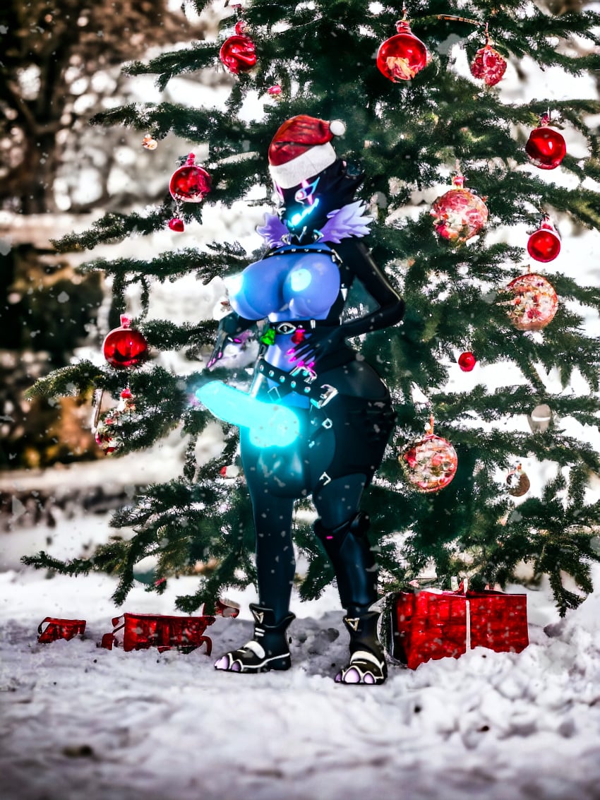 3d 3d_(artwork) absurd_res animal_genitalia animal_penis anthro anthro_only balls belt big_balls big_breasts big_penis breasts canid canine canis christmas epic_games female fortnite functionally_nude functionally_nude_female fur furry furry_only genitals glowing_eyes glowing_genitalia glowing_mouth glowing_nipples glowing_penis hi_res highwire_(fortnite) holidays humanoid intersex intersex/intersex knot male male/female mammal pack_leader_highwire penis santa_hat snow solo wolf wolf_ears wolf_girl